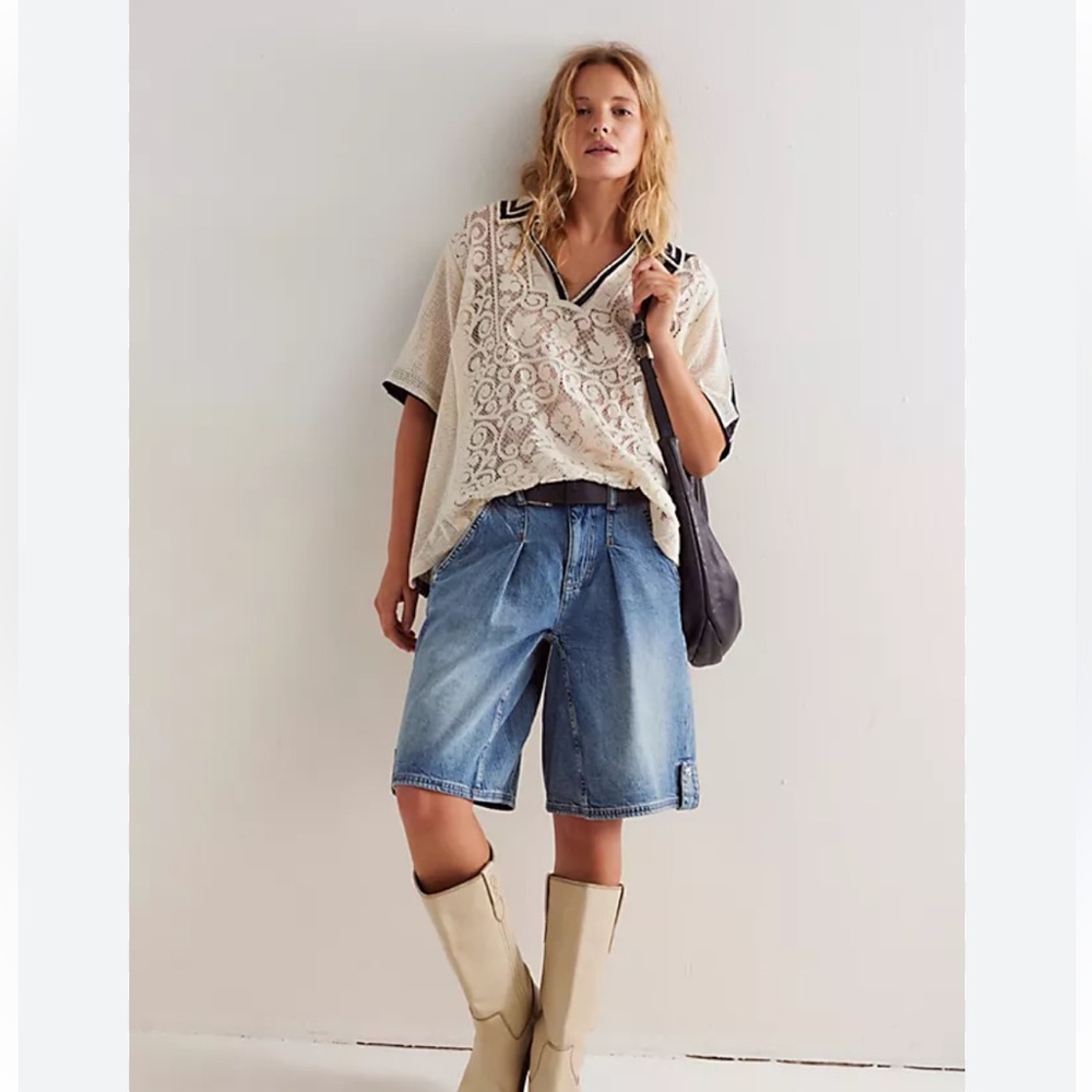 NWOT MUST HAVE We The Free Feeling Sporty Lace Tee- Color Colour: Ivory As Mock